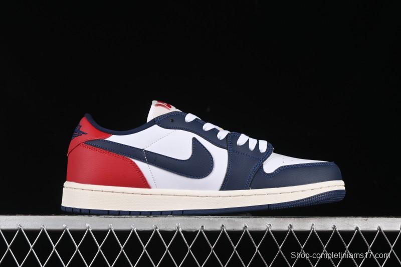 Nike Air Jordan 1 Low OG "Howard University" Casual Sneakers with Blue Toe and Red Heel - HQ2993-100
