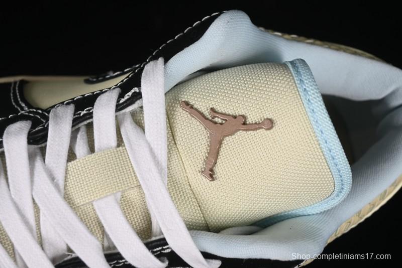 Nike Air Jordan 1 Low "Coconut Milk Black" Casual Basketball Shoes with Contrast Swoosh - HQ3437-101