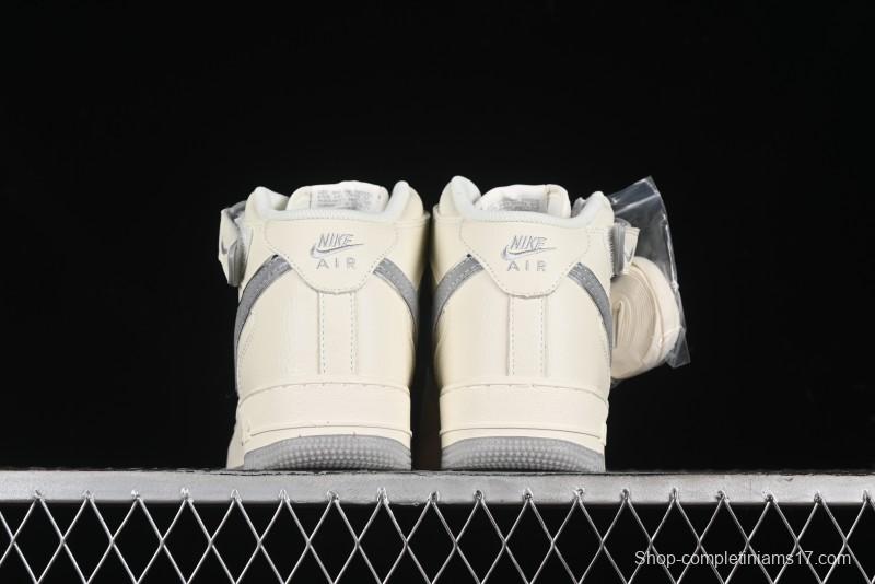 Nike Air Force 1 '07 Mid Casual Sneakers in Light Grey with 3M Reflective Details and Crystal Outsole - XL0236-232