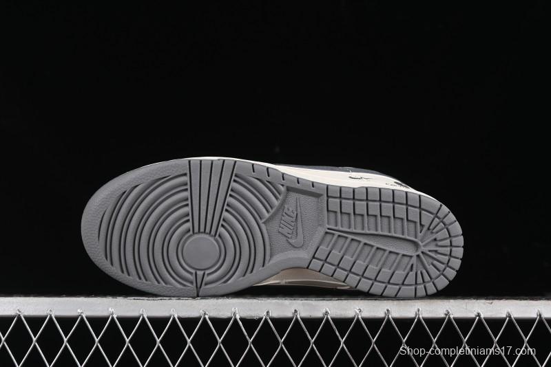 Nike SB Dunk Low Carhartt Collaboration - Off White Grey Swoosh Anniversary Custom Low-Top Casual Skate Shoes - SJ1089-006