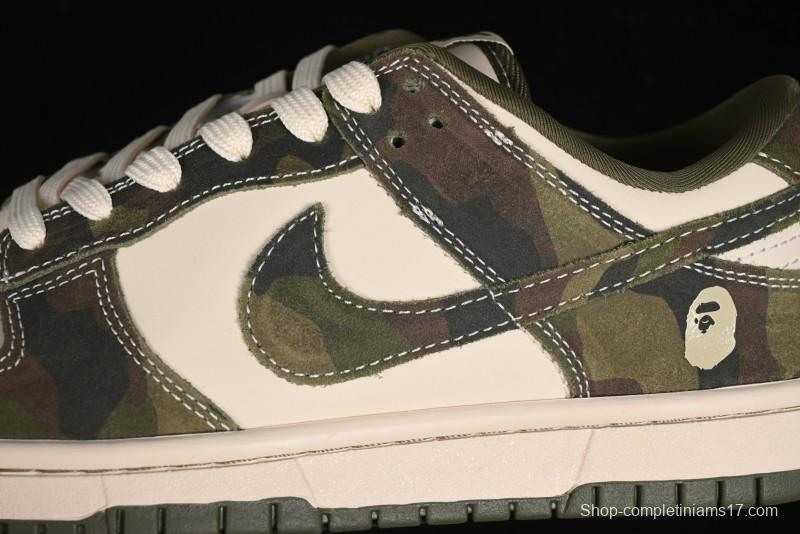Nike SB Dunk Low Bape Collaboration - Jungle Camouflage Anniversary Custom Low-Top Casual Skate Shoes - CH6336-230