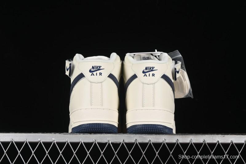 Nike Air Force 1 '07 Mid Deep Blue Two-Tone Sole Mid-Top Casual Sneakers with Reflective Stars - XL0236-233