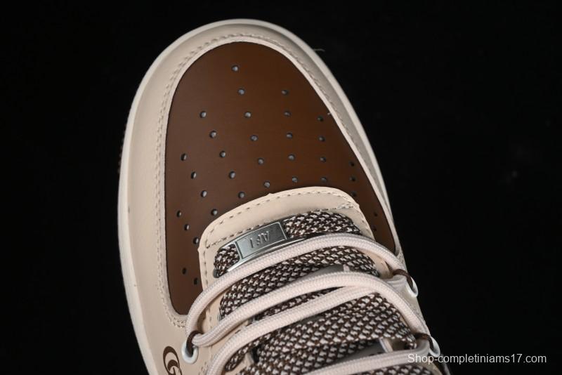 Nike Air Force 1 '07 Low Gucci Collaboration - Brown Coffee Drawstring Low-Top Casual Sneakers - SJ1198-400