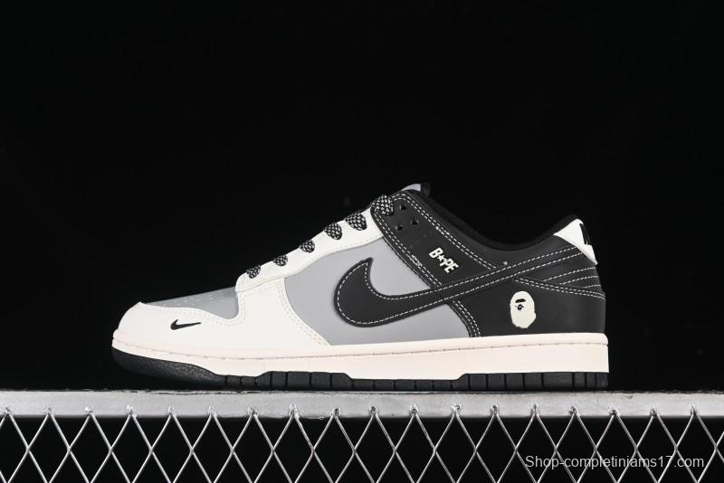 Nike SB Dunk Low BAPE Collaboration Anniversary Edition - White Grey Black Low Top Casual Skate Shoes - BB8969-007