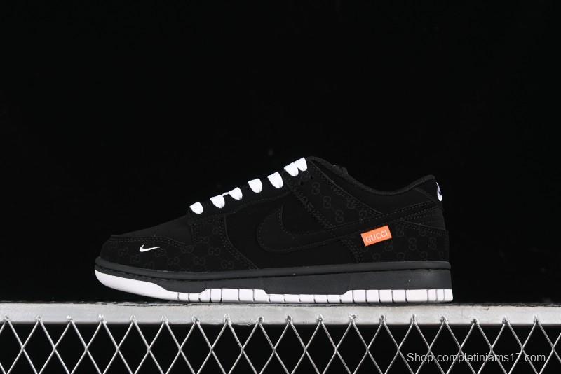 Nike SB Dunk Low Gucci Collaboration Dark Floral Pattern Anniversary Custom Low-Top Casual Sneakers - FC1688-140