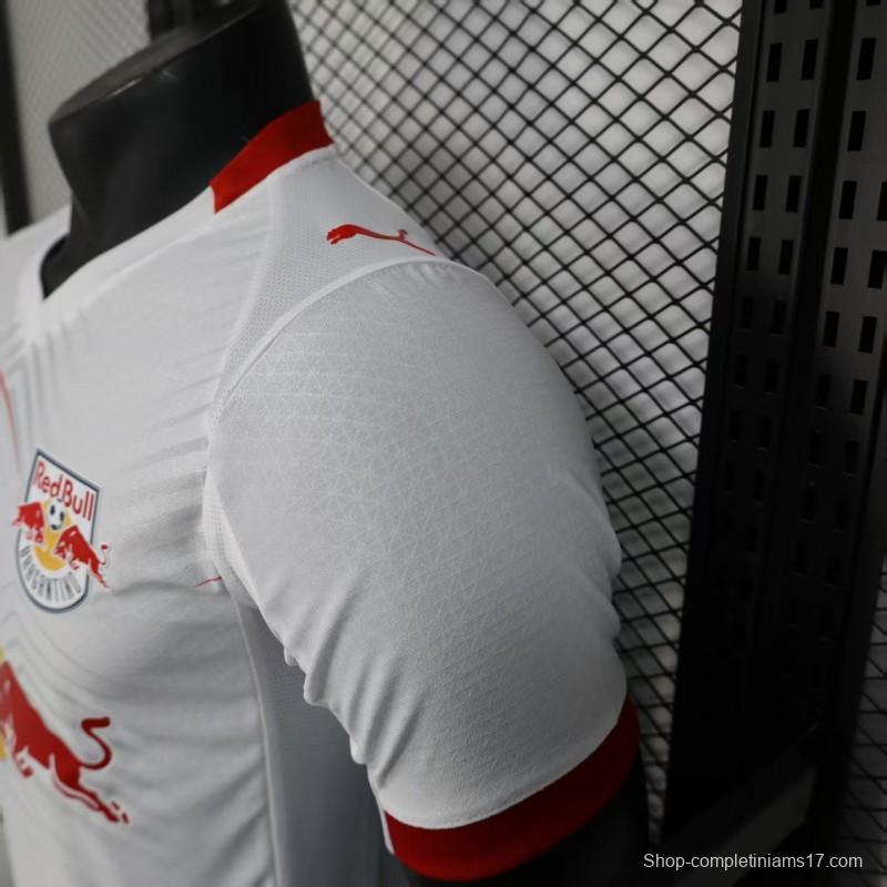 Player Version 25/26 RB Leipzig White with Chevron Pattern and Red Bull Logo Jersey