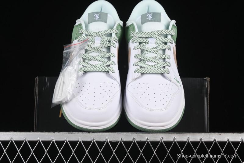 Nike SB Dunk Low YSL Series - White Green Brown Swoosh Anniversary High-End Custom Low-Top Casual Sneakers - GF2409-169