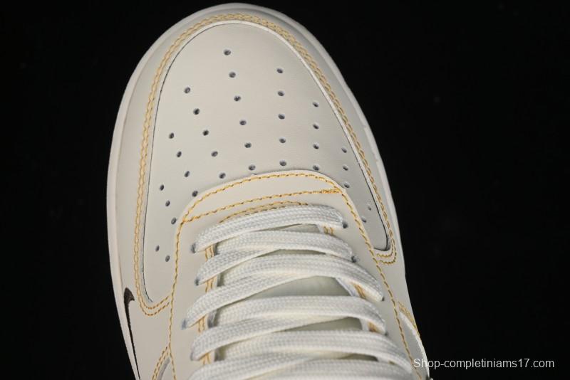 Nike Air Force 1 '07 Low UN Collaboration Casual Sneakers in Off-White with Yellow Stitch - KK3333-002