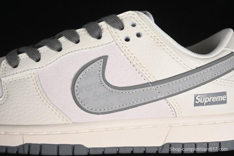 Nike SB Dunk Low Supreme Collaboration - Beige Grey Pig Anniversary High-End Custom Low-Top Casual Skate Shoes - XX2025-188