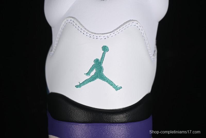 Nike Air Jordan 5 Retro Sneakers in White and Purple Grape Colorway - 136027-108