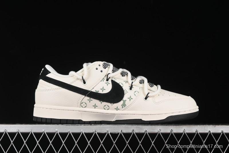 Nike SB Dunk Low Violent Bear Series - Lace-Up Beige with Black Swoosh Anniversary High-End Custom Low-Top Casual Sneakers - SJ2068-291