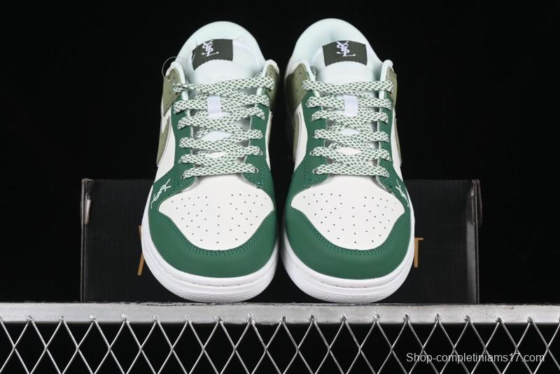 Nike SB Dunk Low Saint Laurent Series - White Green Swoosh Anniversary High-End Custom Low-Top Casual Sneakers - GF2409-170