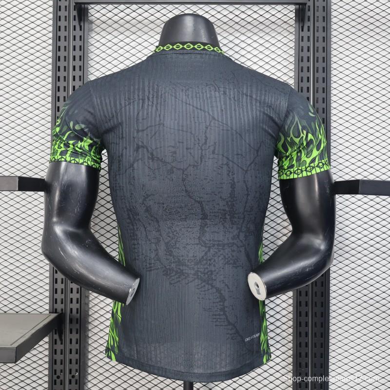 Player Version 2025 Brazil Dark Grey with Neon Green Flame Jersey