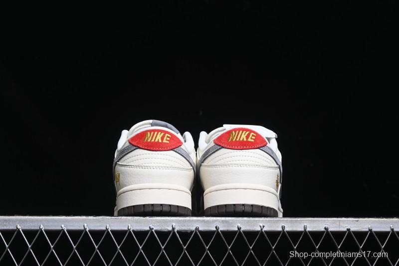 Nike SB Dunk Low Stussy Collaboration - Beige Grey Gold Embroidery Anniversary High-End Custom Low-Top Casual Skate Shoes - XS1086-001