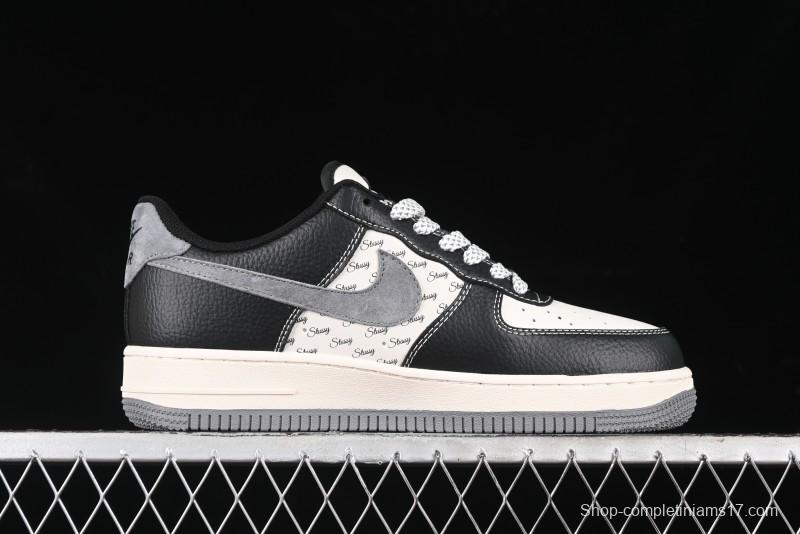 Nike Air Force 1 '07 Low Stussy Collaboration - Black Grey Casual Sneakers - XZ3328-566