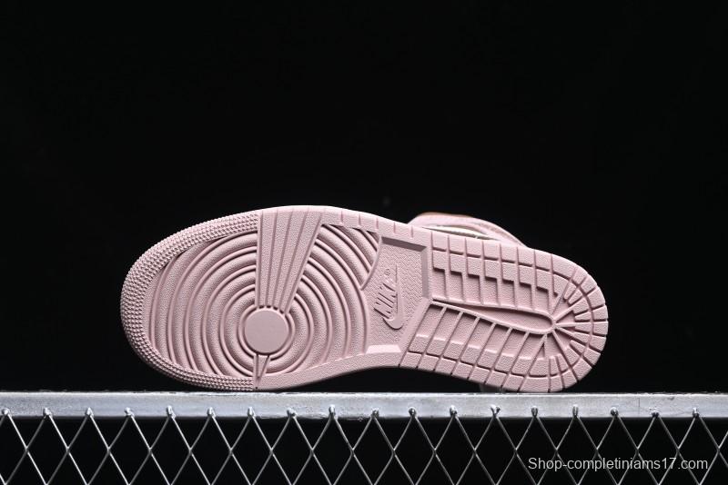 Nike Air Jordan 1 Mid AJ1 Basketball Shoes in Khaki Pink - BQ6472-620