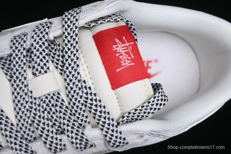 Nike SB Dunk Low Stussy Collaboration - Patchwork Grey White Swoosh Anniversary Custom Low-Top Casual Sneakers - YX5066-218