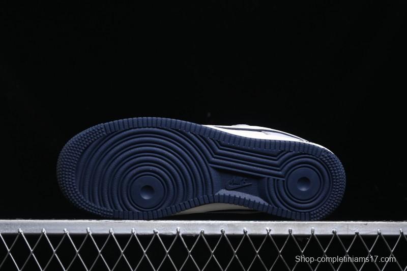 Nike Air Force 1 '07 Low Stussy Collaboration - Grey White with Blue Outsole Low-Top Casual Sneakers - SJ6698-006