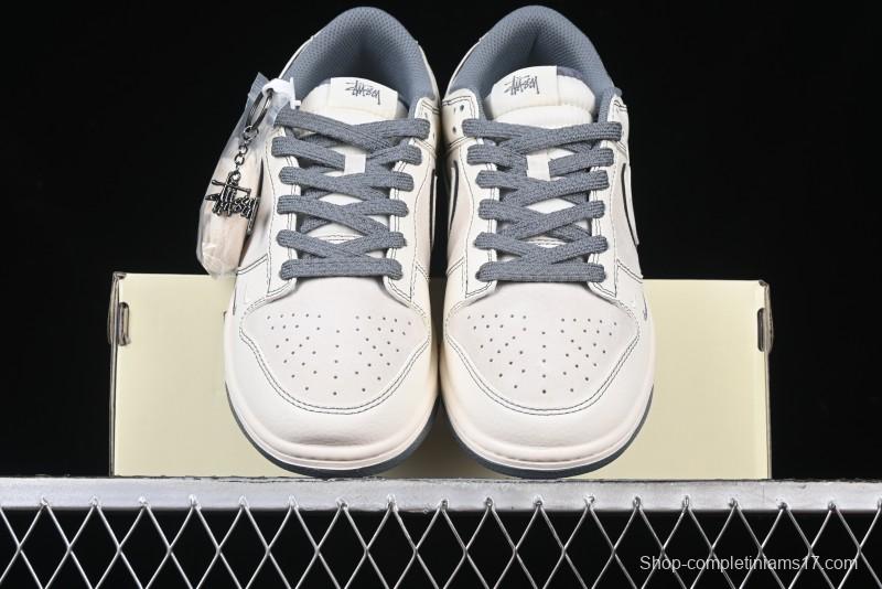 Nike SB Dunk Low Stussy Collaboration - Beige Grey Line Anniversary High-End Custom Low-Top Casual Sneakers - BB7518-007