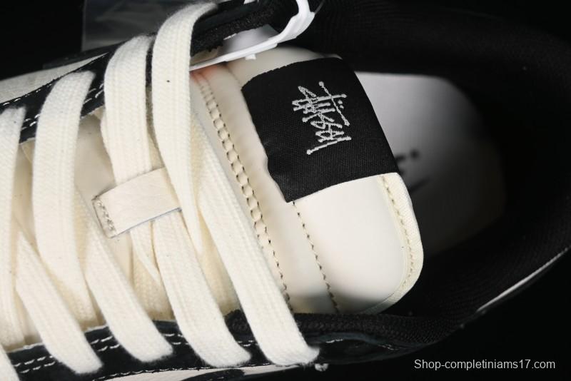 Nike SB Dunk Low Stussy Collaboration - Embroidered Black Swoosh Anniversary Custom Low-Top Casual Sneakers - MM1089-034
