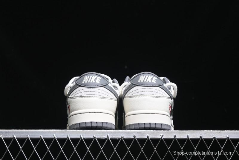 Nike SB Dunk Low Supreme x Stone Island Triple Collaboration - Strap Patch Gray Hook Anniversary High-End Custom Low-Top Casual Skate Shoes - YX5066-203