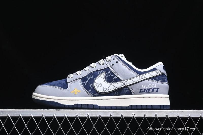 Nike SB Dunk Low Gucci Collaboration - Small Bee Pattern White Swoosh Anniversary High-End Custom Low-Top Casual Sneakers - FC1688-195