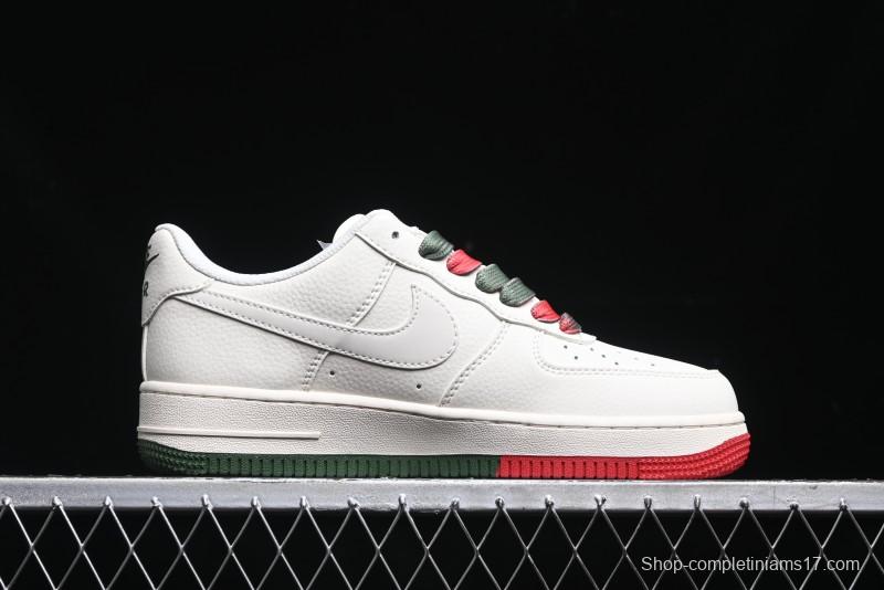 Nike Air Force 1 '07 Low The North Face Collaboration - Beige Red Green Color Block Low-Top Casual Sneakers - XZ6188-011