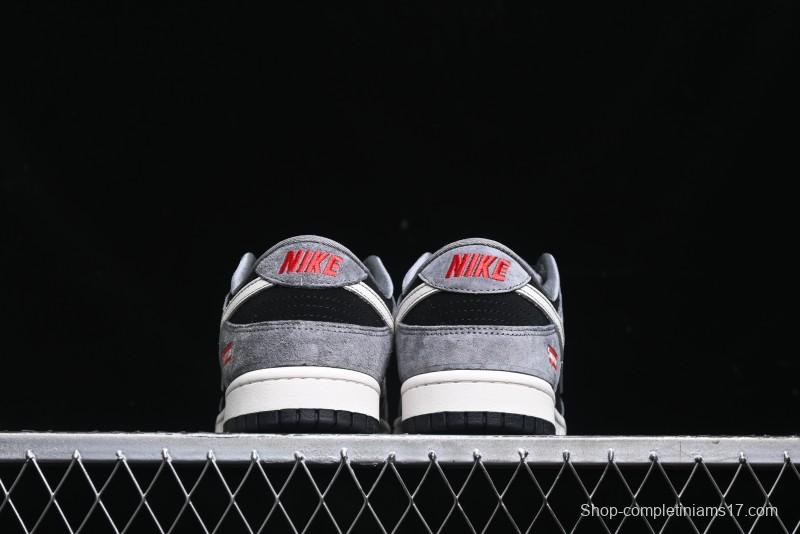 Nike SB Dunk Low Supreme Collaboration - Carbon Black Grey Pig Anniversary High-End Custom Low-Top Casual Skate Shoes - XX3186-206