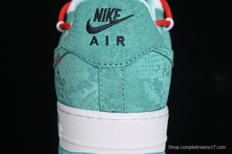 Nike Air Force 1 '07 Low Gucci Stone Island Collaboration - Grey Green Pigskin Lace-Up Casual Sneakers - DF0188-010