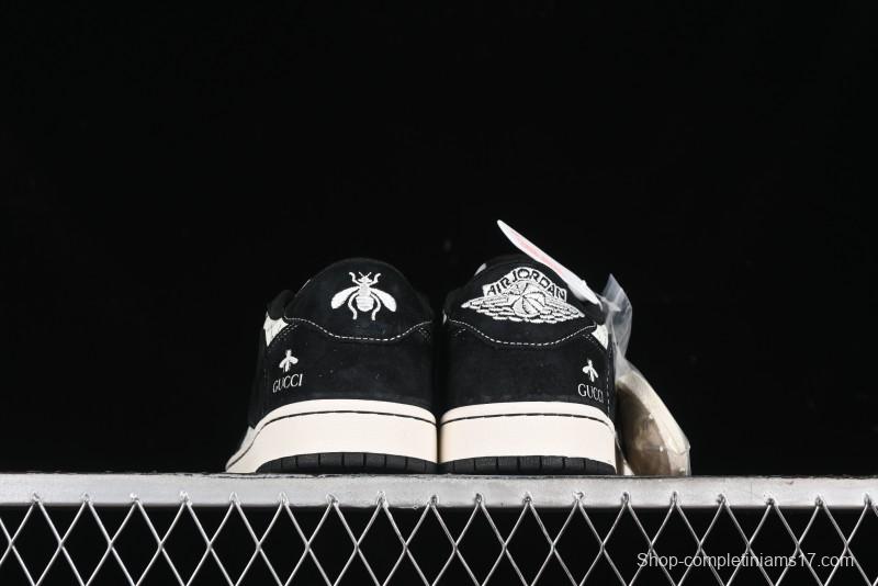 Nike Travis Scott x Fragment Design x Air Jordan 1 Low OG SP AJ1 Gucci Collaboration - Black Dragonfly Low-top Casual Sneakers - SJ2068-139