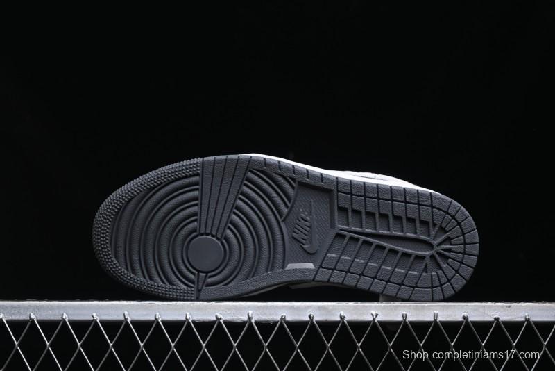 Nike Air Jordan 1 Low Stussy Collaboration - Grey Pigskin Black Base Retro Basketball Shoes - XX3318-968