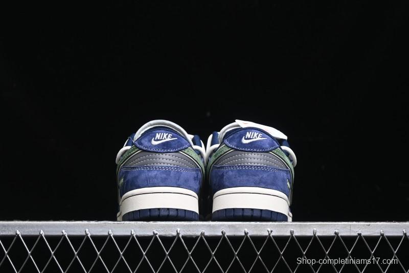 Nike SB Dunk Low Supreme Collaboration - Double Force Blue Lace-Up Anniversary High-End Custom Low-Top Casual Skate Shoes - XS1186-101
