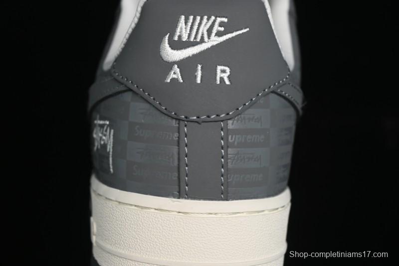 Nike Air Force 1 '07 Low Stussy Collaboration - Light Bone Shadow Low-Top Casual Sneakers - DF0180-008
