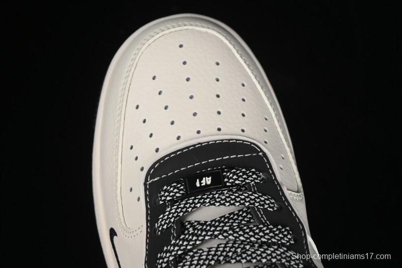 Nike Air Force 1 '07 Low Stone Island x Supreme Collaboration - Off-White Black Heel Casual Sneakers - BB1616-307