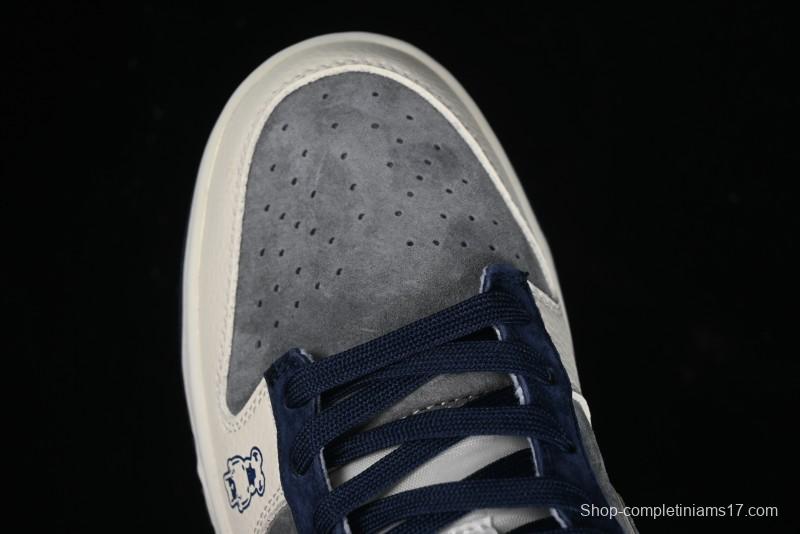 Nike SB Dunk Low Collaboration with Violent Bear - Patchwork Grey Swoosh Anniversary Custom Edition Low-Top Casual Skate Shoes - KK1333-013