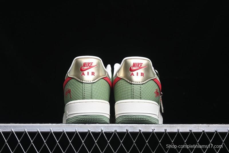 Nike Air Force 1 '07 Low Stussy Collaboration - Snake Green Low-Top Casual Sneakers - KK1988-028