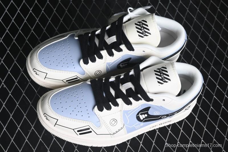 Nike Air Jordan 1 Low AJ1 OF Collaboration - Customized Retro Basketball Shoes with 3D Buttons - DM9188-001