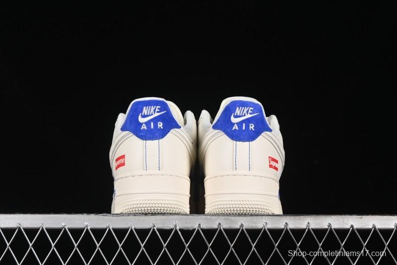 Nike Air Force 1 '07 Low Supreme Collaboration - Off White Navy Blue Low Top Casual Sneakers SJ6698-004