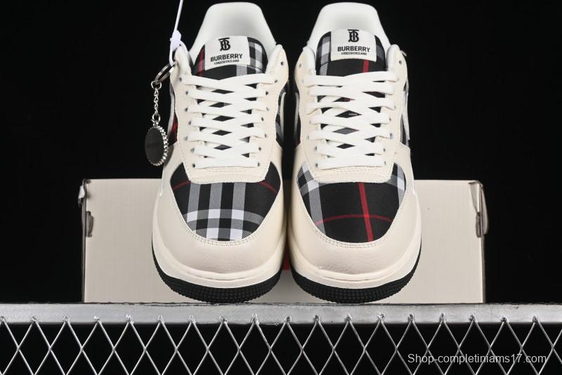Nike Air Force 1 '07 Low Burberry Collaboration - White Black Check Low-Top Casual Sneakers - DF0180-005