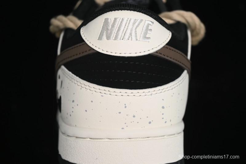 Nike Dunk Low Retro Casual Sneakers with Little Panda and Dopamine Mocha Design - DD1391-100