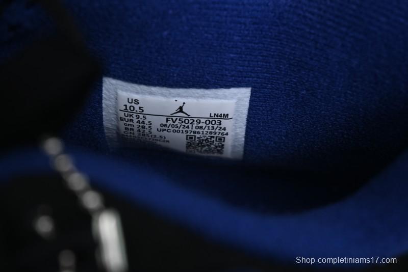 Nike Air Jordan 4 Retro Basketball Shoes with Black-Grey-Blue Color Blocking - FV5029-003