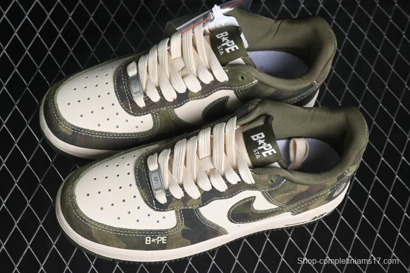 Nike Air Force 1 '07 Low Bape Collaboration - Jungle Camouflage Low-Top Casual Sneakers - CH6336-509