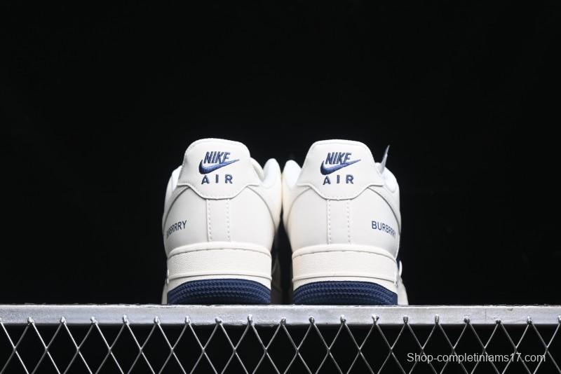 Nike Air Force 1 '07 Low Burberry Collaboration - Off White Navy Blue Patchwork Low Top Casual Sneakers BB8588-222