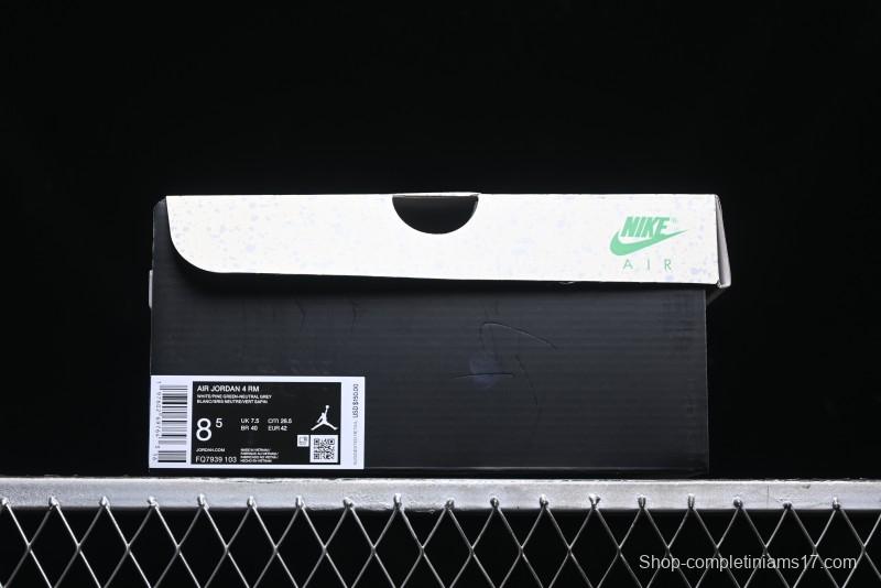 Nike Air Jordan 4 Remastered AJ4 Retro Sneakers in White Green with Gum Sole - FQ7939-103