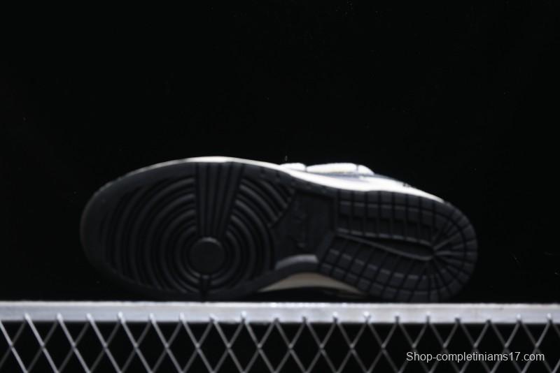 Nike SB Dunk Low Stussy Collaboration - Lace-Up Grey White Grey Check Anniversary High-End Custom Low-Top Casual Skate Shoes - YX5066-207