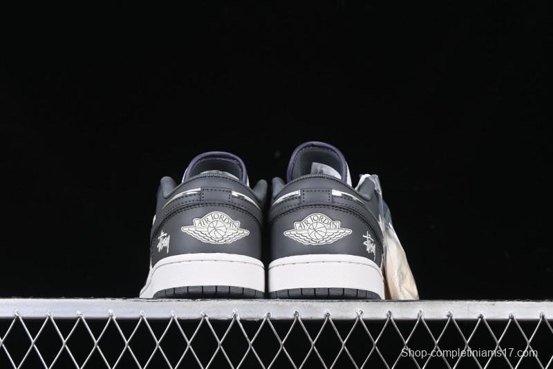 Nike Air Jordan 1 Low Stussy Collaboration - Signal Black Retro Basketball Shoes - XX3318-966