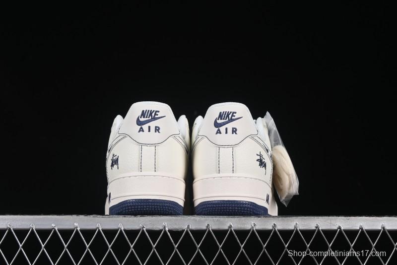 Nike Air Force 1 '07 Low Stussy Collaboration Grey Swoosh Casual Sneakers - HH7518-063