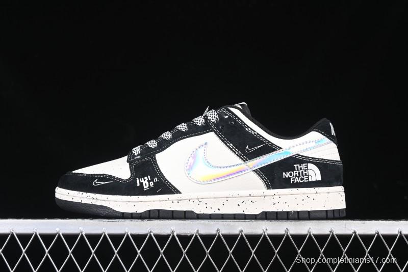 Nike SB Dunk Low The North Face Collaboration Beige Black Iridescent Swoosh Anniversary Custom Low-Top Casual Skate Shoes - DM6868-018