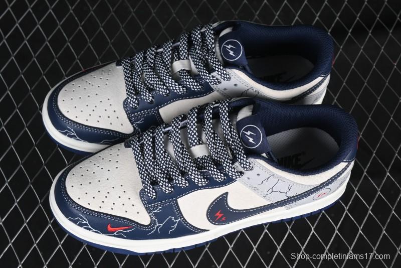Nike SB Dunk Low Lightning Collaboration Sketch Navy Swoosh Anniversary High-End Custom Low-Top Casual Sneakers - DJ2024-107