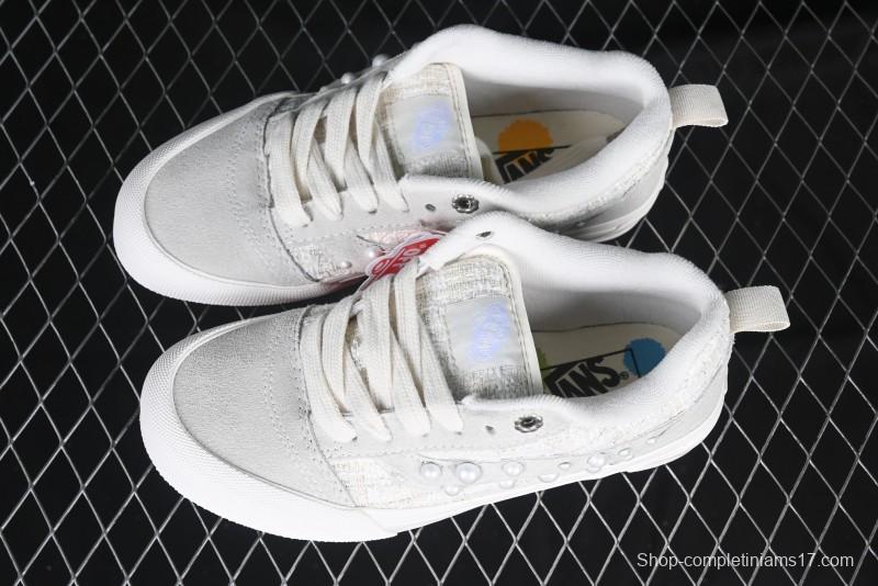 Vans Knu Skool Pearl White Chunky Sneakers with D-Ring Lacing System - VN000D22QC5